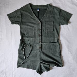 Green Button-Up Romper Size Xsmall